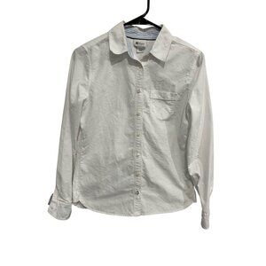 Stylus Womens White Button-Down Long Sleeve Shirt Size S Cotton Casual Basic
